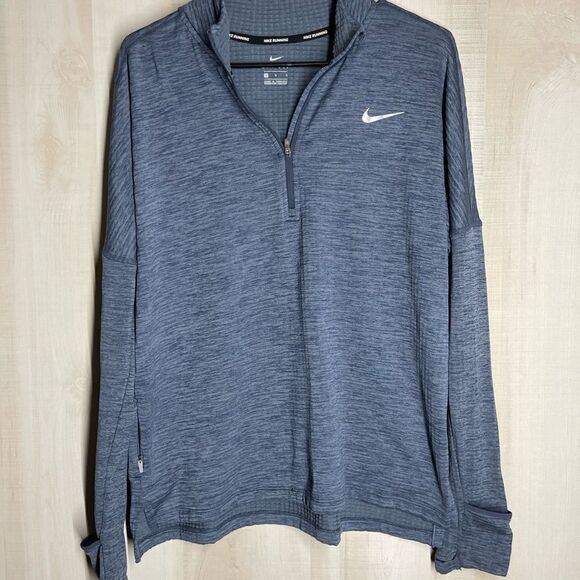Nike dri fit running blue heather long sleeve pullover 1/4‎ zip, size large - Picture 8 of 13